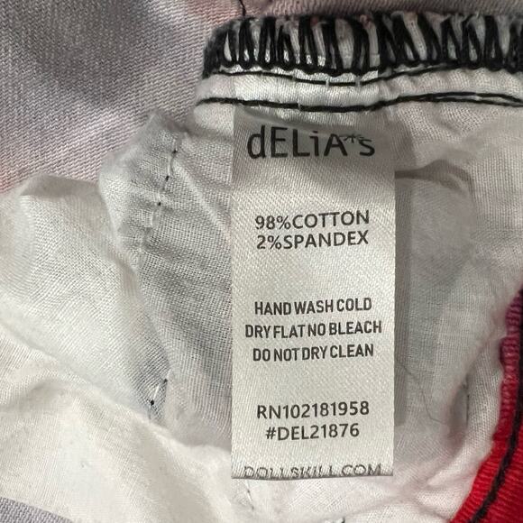 Delia's Dolls Kill Y2K Heart Low Rise Black Purple Red Pink Flare Jeans size XS - Picture 8 of 9